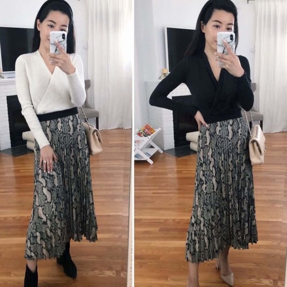 Snake Print Pleated Skirt
